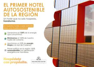 a flyer for the el primer hotel sustainable de la region at Richmond Suites Hotel in Bogotá