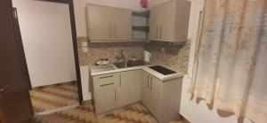 a small kitchen with a sink and a counter at Apartments Elena in Kavos
