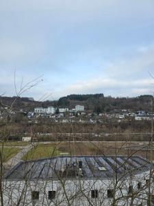 a view of a city with a town in the background at Central Gerolstein Panorama Apartment in Gerolstein