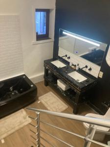 a bathroom with a sink and a mirror at Résidence Bayard in Dinant +12 photos