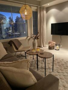 a living room with a couch and a table at Levistar412 in Levi