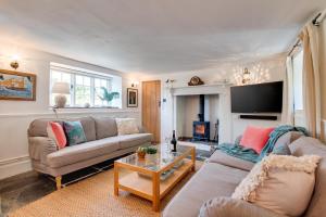 a living room with two couches and a tv at 3 Bed in Berrynarbor oc-courtc in Berrynarbor