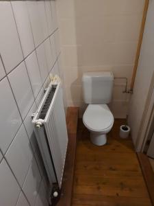 un piccolo bagno con un water e un termosifone di Deurne ad Anversa