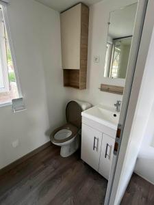 a bathroom with a toilet and a sink at La Carabasse camping siblu in Vias +6 photos