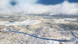 eine Luftaufnahme einer Stadt und eines Flusses in der Unterkunft Krechowiak in Augustów