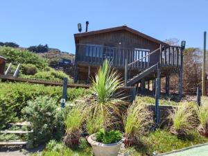a house with stairs and plants in front of it at Cabaña tree in Boca Pupuya