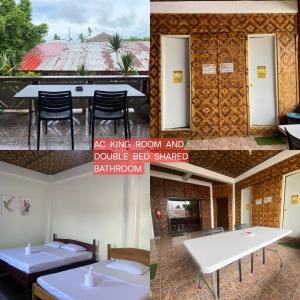 a collage of pictures of a dining room and double bed shared bathroom at Nine Clouds Homestyle Accommodation in General Luna