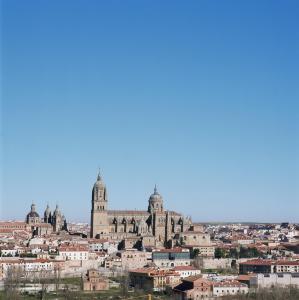 einen Blick auf die Stadt Segovia von oben in der Unterkunft Parador de Salamanca in Salamanca