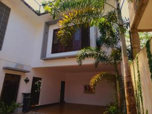 a house with a window and a palm tree at Villa SOORYAALI in Galle