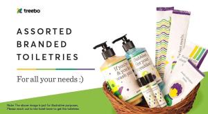 a basket with someentedentedented toothbrushes and cosmetics at Treebo Urban Oasis Inn, Sixmile in Guwahati