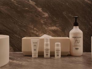 a group of products sitting on a table at illi Aest Shinagawa-Gotanda in Tokyo