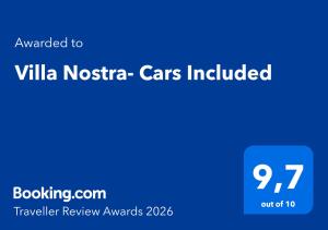a blue sign that reads vaultnia noica cars included at Villa Nostra Airport Pick-Up Service in Soroni