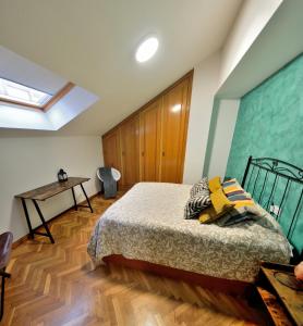 a bedroom with a bed and a desk in it at Dúplex céntrico La Ranita Salmantina in Salamanca