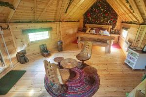 an overhead view of a room in a log cabin at Kits Coty Glamping in Maidstone