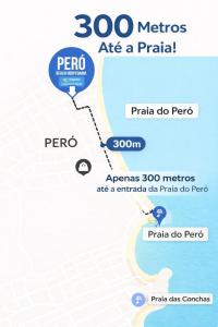 a map of pecoro beaches and a pizza do pero map at Peró Beach Hospedaria in Cabo Frio
