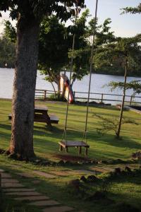 a swing in a park next to a tree at The Forester Chalet in Buôn Pưk Prong +8 photos
