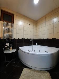 a large white bath tub in a bathroom at Apartments Aleksandra Cetinje in Cetinje +70 photos