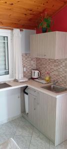a kitchen with a sink and a counter top at Apartments Elena in Kavos