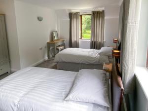 a bedroom with two beds and a window at Rosecraddoc Manor - Riverbank in Saint Cleer