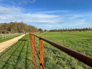 a fence in the middle of a grass field at Modern Private Rooms in Chelmsford with Workspace & Free Parking in Chelmsford +12 photos