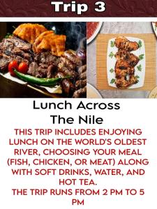 a flyer for a meal of meat and vegetables at Felucca Ride in Naj‘ al Khuţbah