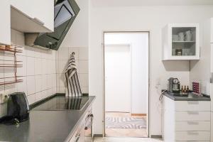 a kitchen with a sink and a counter top at Dreiländer-Blick Apartment 2 Schlafzimmer in Lörrach