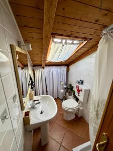 a bathroom with a white toilet and a sink at A casa dei CHICCHI in Settecamini +19 photos