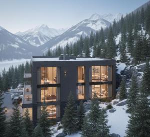 a house on a hill with mountains in the background at GLD Home in Sapanca