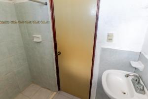 a bathroom with a shower and a sink at HOTEL LOS CEDROs in Yalsí