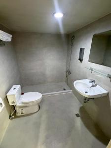 a bathroom with a toilet and a sink at Long Siang Hotel in Kaohsiung +30 photos