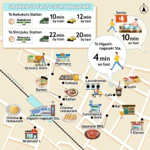 a map of the gandan east court krakatown at Near Ikebukuro, Kitchen & Laundry, Fast Wi-Fi, 4min to Station,Many restaurants nearby!! in Tokyo