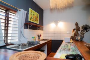 a kitchen with a sink and a counter at Tiako Beach in Nosy Be +54 photos