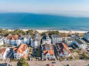 an aerial view of a city with the beach at Hotel Villa Belvedere in Binz