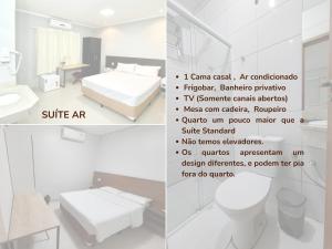 a collage of photos of a bedroom with a bed and a bathroom at HLN Hotel - Expo - Anhembi in São Paulo +13 photos