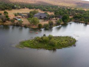 an island in the middle of a body of water at Zebra Nature Reserve in Cullinan