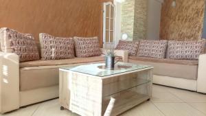 a living room with a couch and a coffee table at Apartment Nika in Ohrid