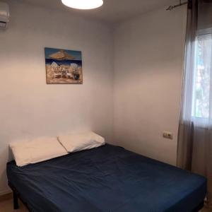 a bed in a bedroom with a picture on the wall at casa Palm Beach in Montroig