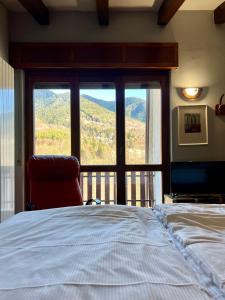 a bedroom with a bed and a large window at Passeggiata al sole in Santa Maria Maggiore