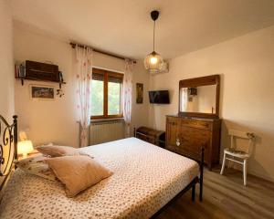 a bedroom with a bed and a dresser and a mirror at Home Nature and Relax in Monte del Lago