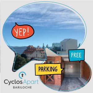 a picture of a house with a sign that says evos agent barcode at CyclosApart Bariloche in San Carlos de Bariloche