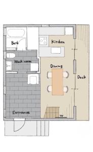 a floor plan of a building with a brick wall at HIKE Hayama愛犬と過ごす葉山のマウンテンビュー大人定員4名 in Hayama