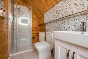 a bathroom with a shower and a toilet and a sink at 3 Bed in Wadebridge oc-p34722 in Little Petherick +29 photos