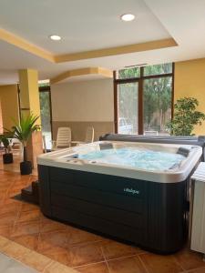 a hot tub in the middle of a living room at Dorina wellness in Siófok