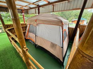 a tent is inside of a building with grass at The Tent Naiyang in Nai Yang Beach