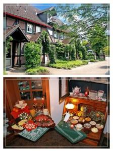a collage of two pictures of a house at Bauerncafé Sprengel in Bad Gandersheim +8 photos