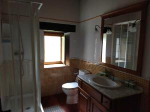 a bathroom with a toilet and a sink and a shower at La Casa del Acebal (Solorzano - Cantabria) in Solórzano +41 photos