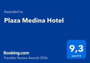 a screenshot of a cell phone with the text wanted to pizza melilla hotel at Plaza Medina Hotel in Sáchica