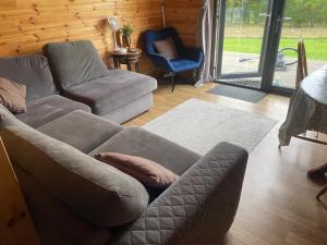 a living room with a couch and a chair at Hedgehog's Nest in Bathgate