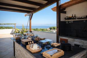 a kitchen with a counter with some boxes on it at Residenza Cunto in Castellabate