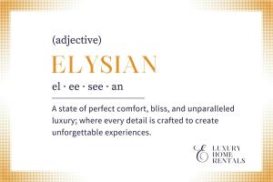 a poster for an event with the words elysian at Evergreen Reserve in Winter Park